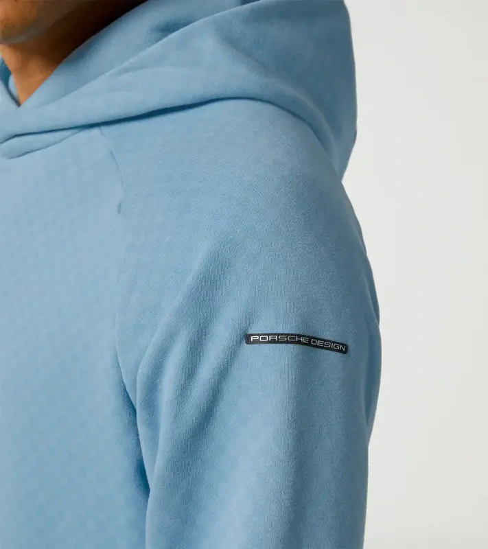 PORSCHE DESIGN Sport-Tex Hoodie Mikina s kapucí z žerzeje se vzorem a decentními logy světle modrá