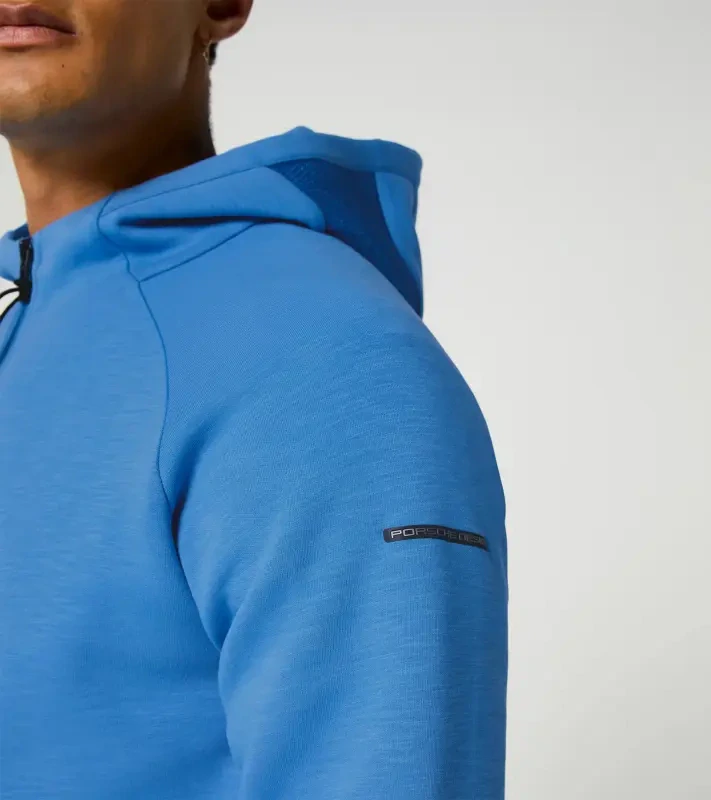 PORSCHE DESIGN Hooded Sweat Jacket Mikina na zip s kapucí decentními logy světle modrá
