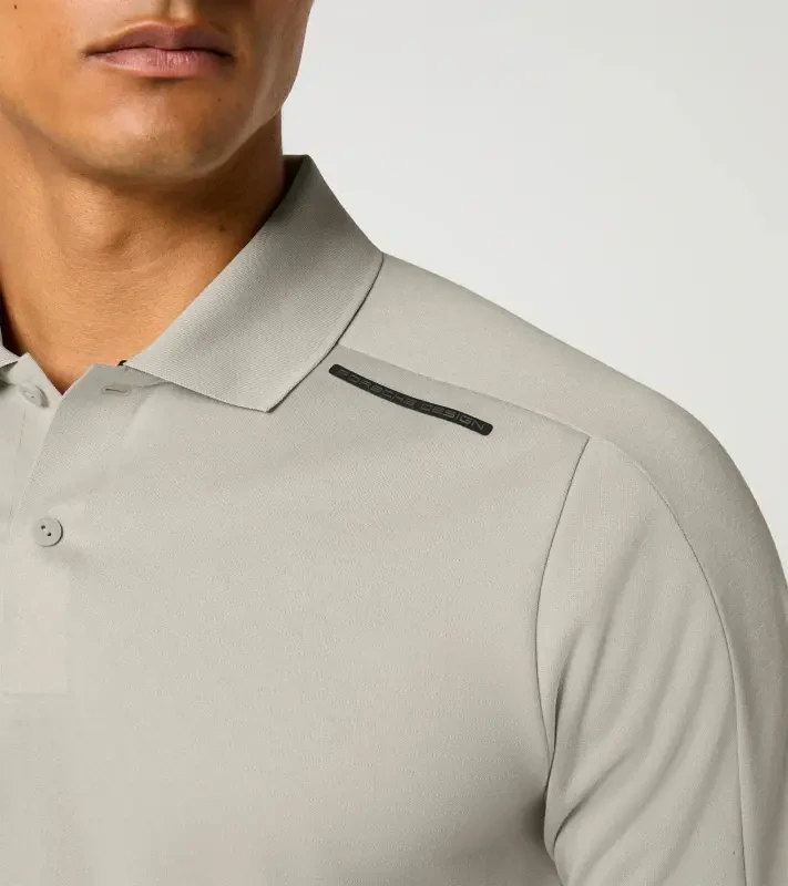 PORSCHE DESIGN Sport-Tex Jacquard Polo Shirt Polokošile tričko žakárové s límečkem a knoflíčky béžová