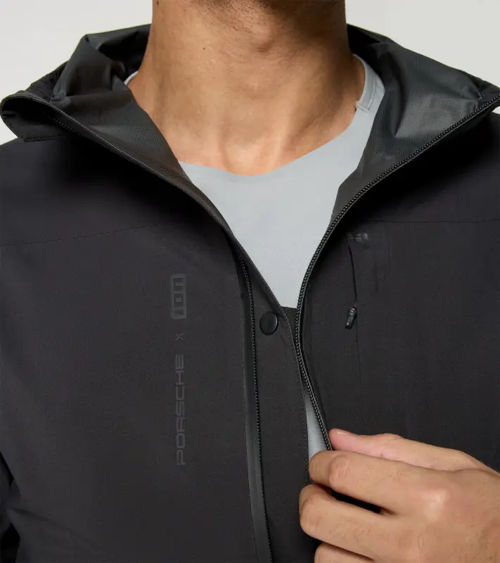 PORSCHE Rain Jacket Unisex Bunda cyklistická sportovní nepromokavá včetně zipů a kapes černá