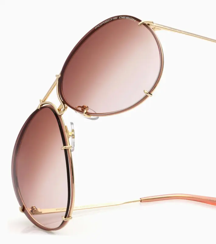 PORSCHE DESIGN P´8478 Sunglasses Iconic Aviator #1 Ladies Capsule Sluneční brýle Pilotky dámské zlatorůžové s výměnnými skly v teracotovém gradientu nebo hnědé