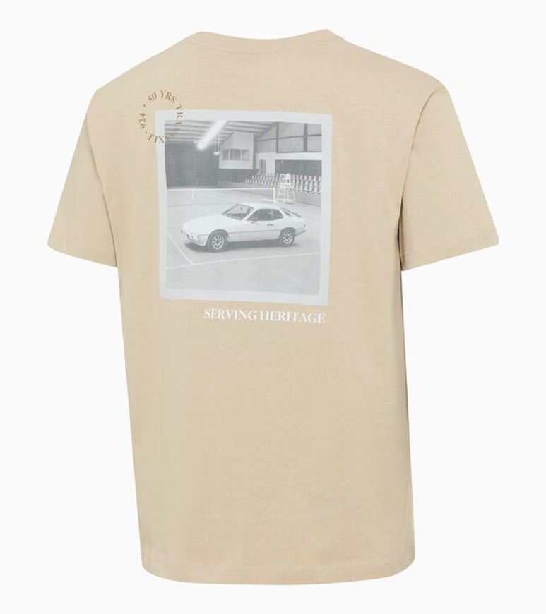 PORSCHE Tennis Heritage 2026 T-Shirt Tričko bavlněné s pogumovaným potiskem sportovní volnočasové v béžové