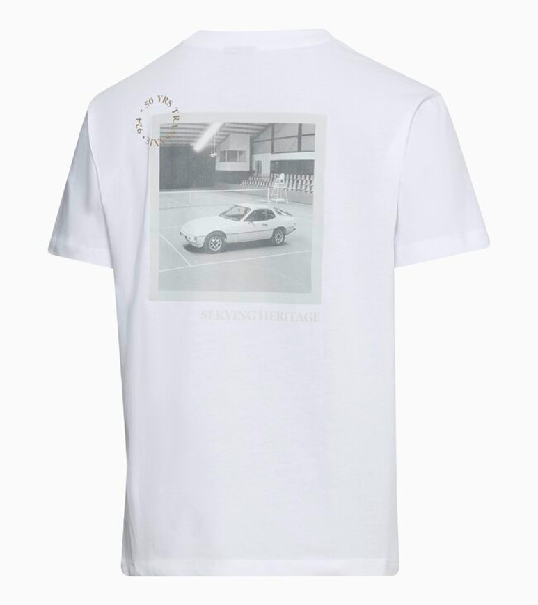 PORSCHE Tennis Heritage 2026 T-Shirt Tričko bavlněné s pogumovaným potiskem sportovní volnočasové v bílé