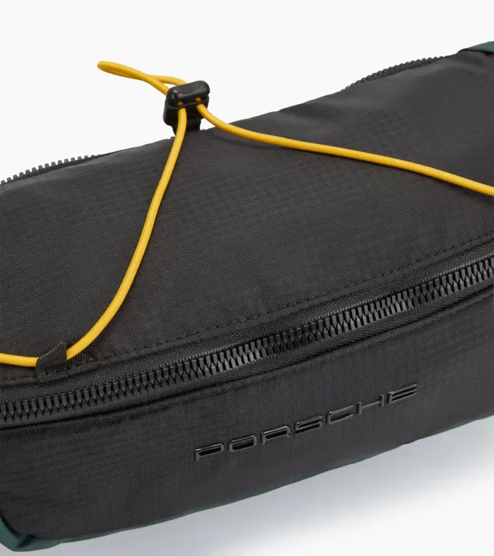 PORSCHE Crossbody Bag AHEAD Pouzdro ledvinka volnočasová černá se tmavě zelenými a žlutými doplňky