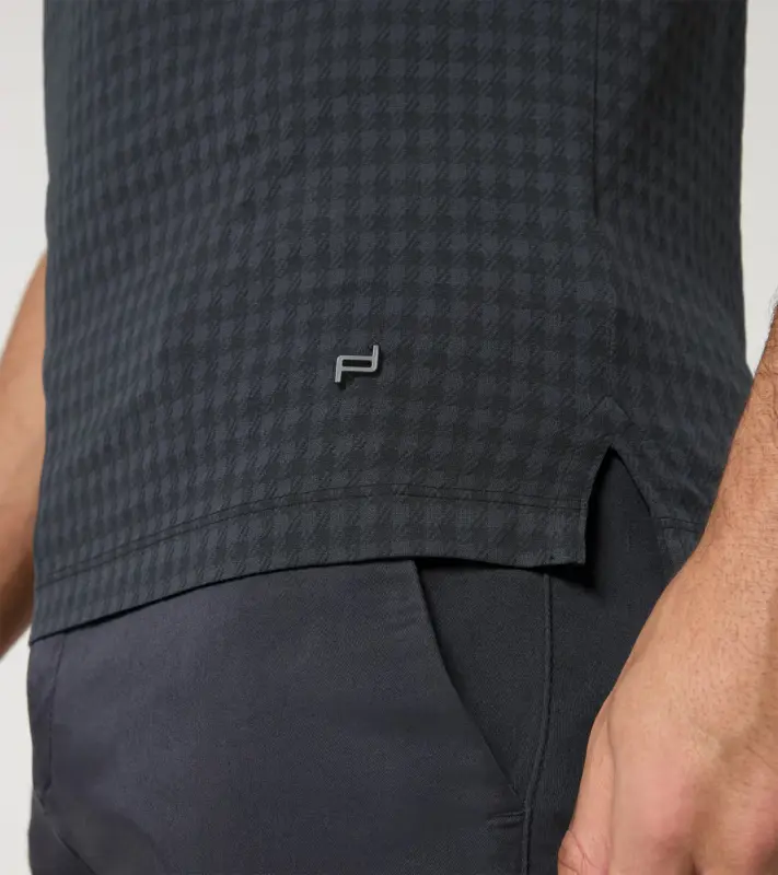 PORSCHE DESIGN Seasonal T-shirt Tričko žakárové bavlněné s kulatým výstřihem se vzorem pepita šedočerná