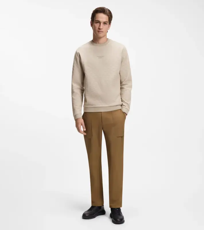 PORSCHE DESIGN Sweatshirt with Pascha Check Jacquard Porsche x BOSS Svetr mikina se žakárovým vzorem šachovnice a vycentrovaným reliéfním logem v béžové