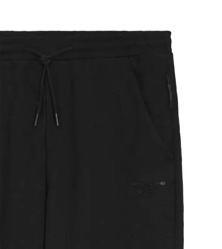 PORSCHE DESIGN Tracksuit Bottoms with Pascha Pattern Porsche x BOSS  Kalhoty volnočasové sportovní se žakárovým vzorem šachovnice v černé