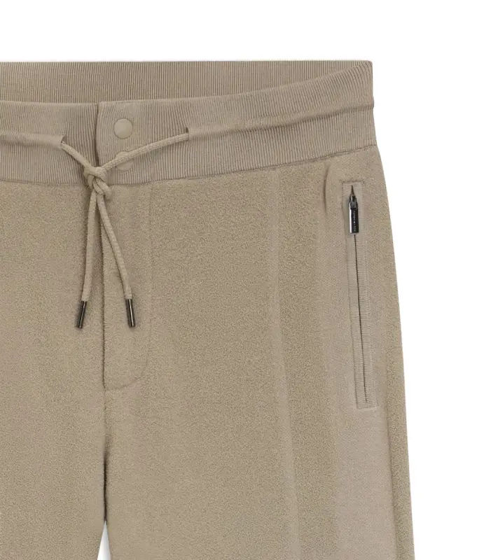 PORSCHE DESIGN Tracksuit Bottoms with contrast details Porsche x BOSS Kalhoty volnočasové sportovní s reliéfním logem a výraznými detaily v béžové