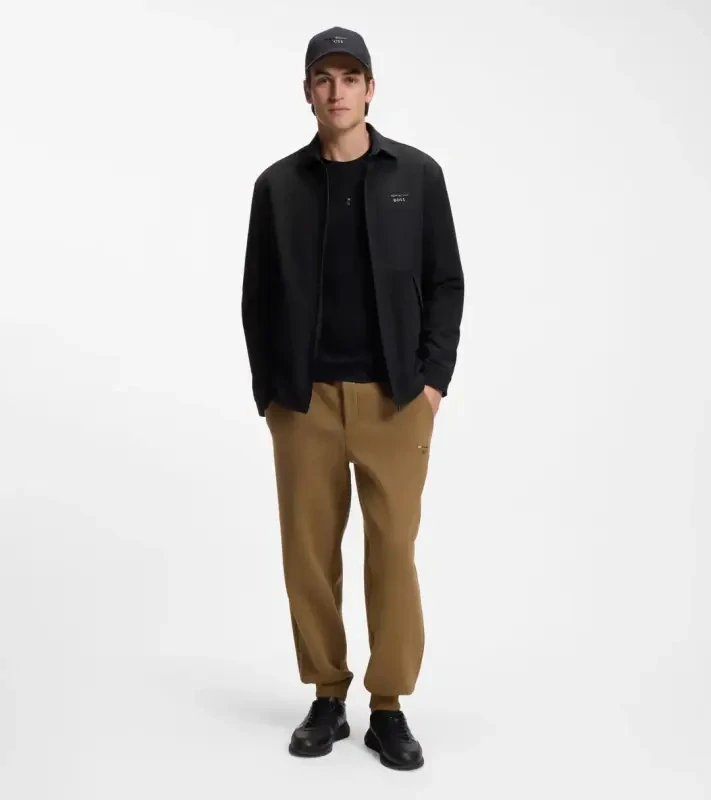 PORSCHE DESIGN Relaxed-fit overshirt with light padding Porsche x BOSS Bundokošile s lehkým zateplením s reliéfním logem černá