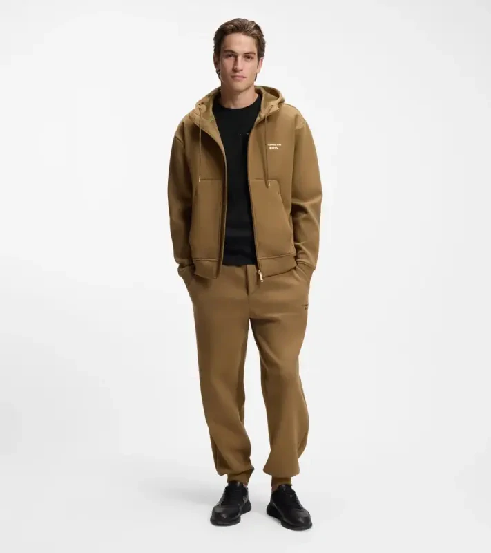 PORSCHE DESIGN Mercerised-cotton T-shirt with gloss logo Porsche x BOSS Tričko z mercerované bavlny s potiskem na zádech a reliéfním logem černá