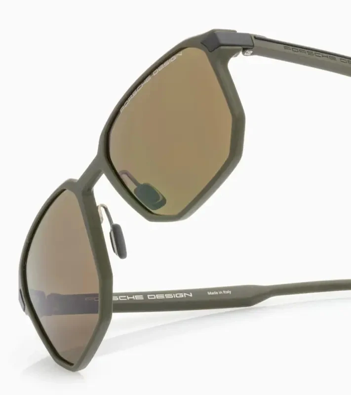 PORSCHE DESIGN P´86011 Sunglasses Neo Blade #1 Sluneční brýle typických tvarů a barev. Khaki varianta s kouřovými khaki skly.