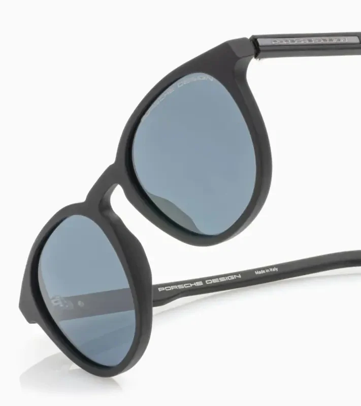 PORSCHE DESIGN P´86025 Sunglasses EDITION A #2 Uni Sluneční brýle nadčasového klasického tvaru černé se světle modrými skly