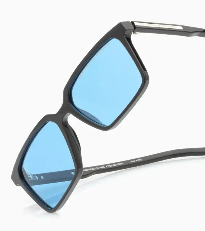 PORSCHE DESIGN P´86024 Sunglasses EDITION A #1 Uni Sluneční brýle nadčasového klasického tvaru černé se světle modrými skly
