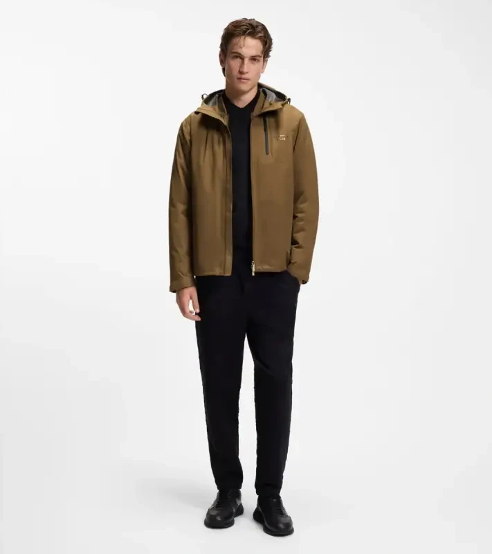 PORSCHE DESIGN Three-in-one jacket Porsche x BOSS Bunda lehká bomberka ve třech variantách s reliéfním logem hnědá camelka