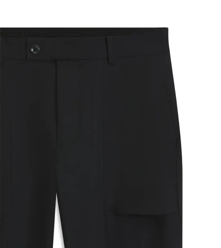 PORSCHE DESIGN Regular-fit Trousers in stretch fabric Porsche x BOSS Kalhoty neformální i volnočasové s reliéfním logem mírně strečové černé