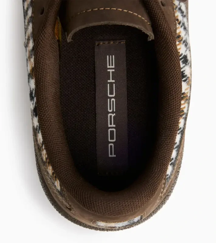 PORSCHE DESIGN 911 Pepita Palermo Sneakers Obuv volnočasová sportovní v retro stylu kostkovaná hnědobílá