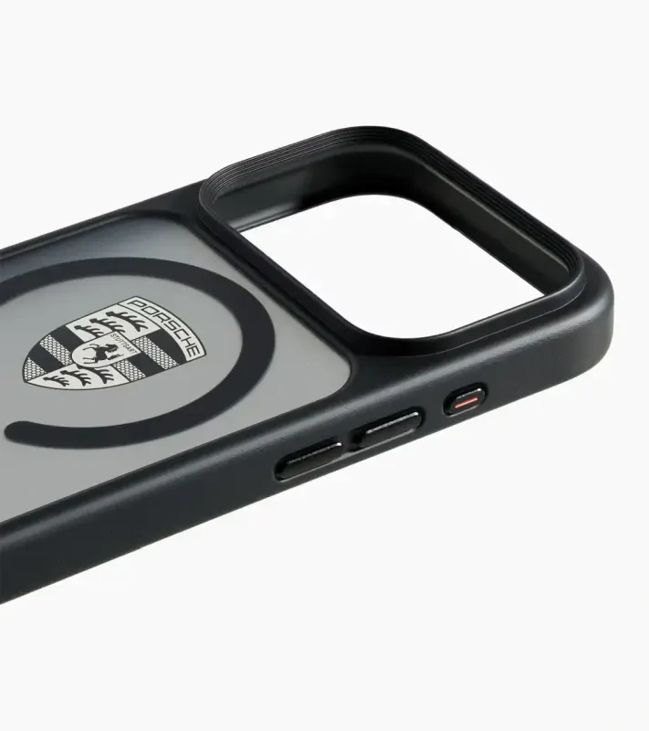 PORSCHE Snap-on case for iPhone® 18 Pro Kryt mobilního telefonu iPhone 18 Pro se znakem Porsche černý hliníkový rámeček