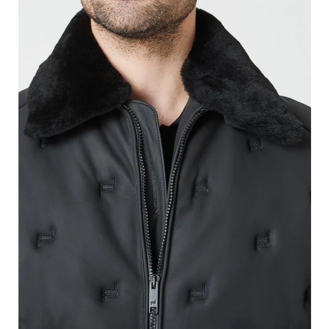 Porsche Design ICON LEATHER JACKET Bunda bomber kožená s jehnětinovým límcem