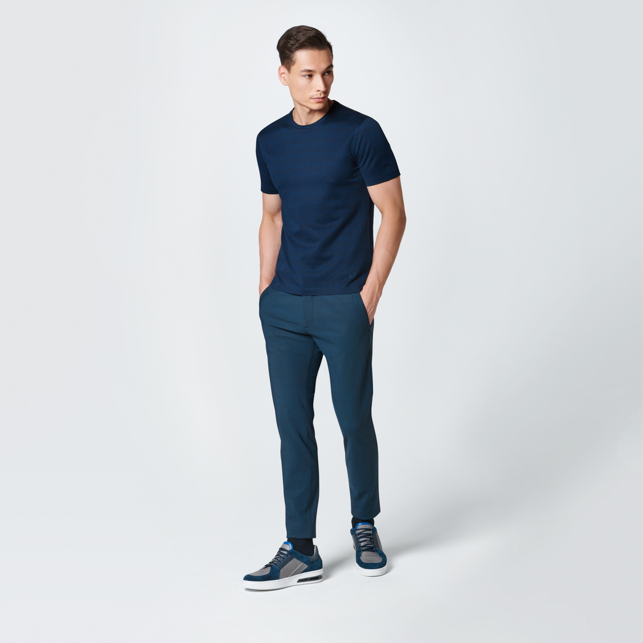 Porsche Design P 1110 M Tec Flex Tee Tričko s kulatým výstřihem námořní modrá