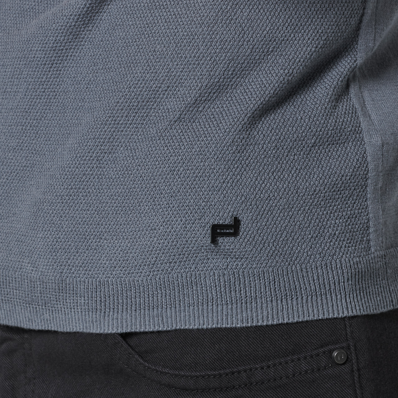 Porsche Design Casual Knit Polo Tričko s límečkem šedé