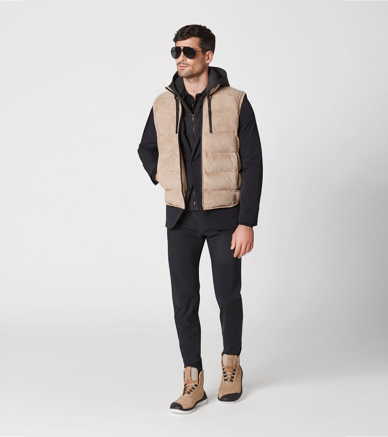 Porsche Design PADDED GOAT SUEDE VEST luxusní vesta béžová