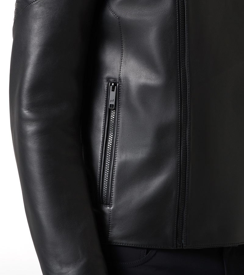 Porsche Design ASYMMETRIC ZIP MOTOX LEATHER JACKET, motox kožená bunda, černá