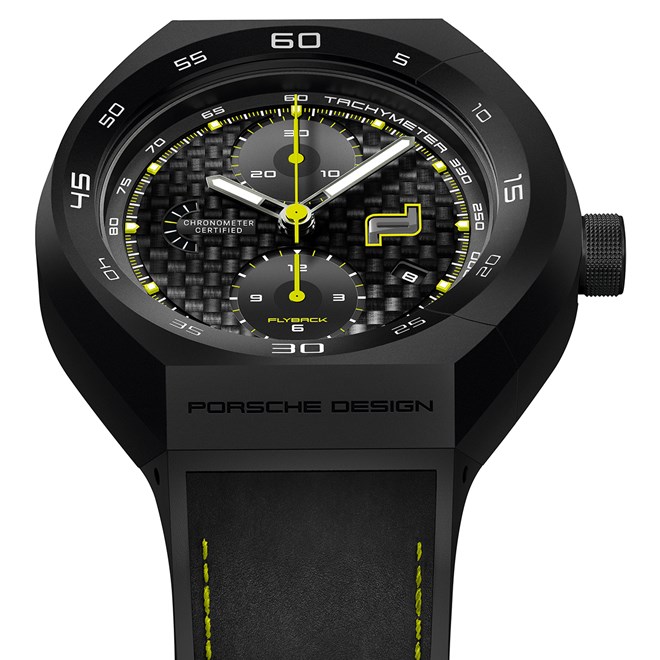 Porsche Design MONOBLOC ACTUATOR CHRONOTIMER FLYBACK acid green LIMITED EDITION hodinky černá zelená karbon