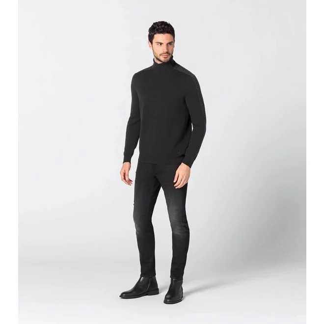 Porsche Design STRIPED TURTLE NECK SWEATER SWEATER Svetr ke krku černá jet black melange