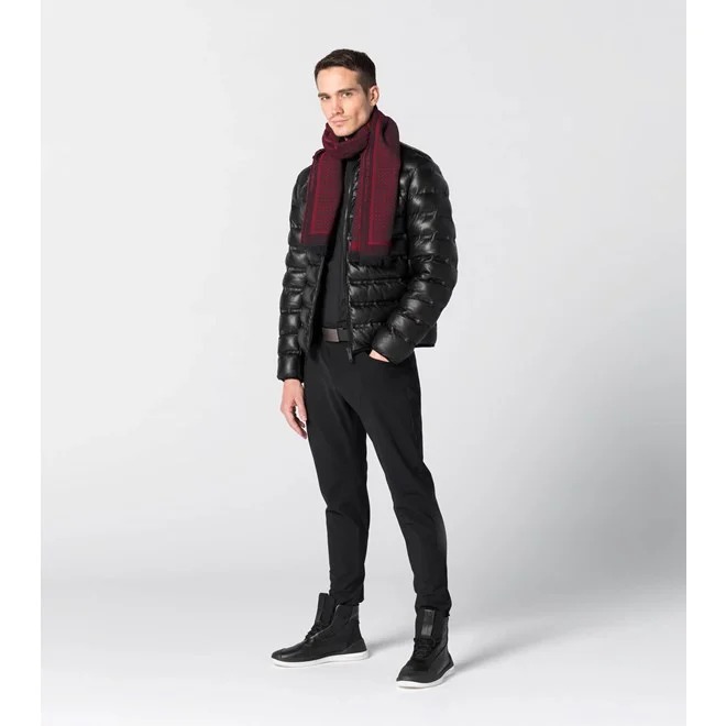 Porsche Design PEPITA BUSINESS SCARF Šála kostkovaná šedá černá červená jet black rhubarb red