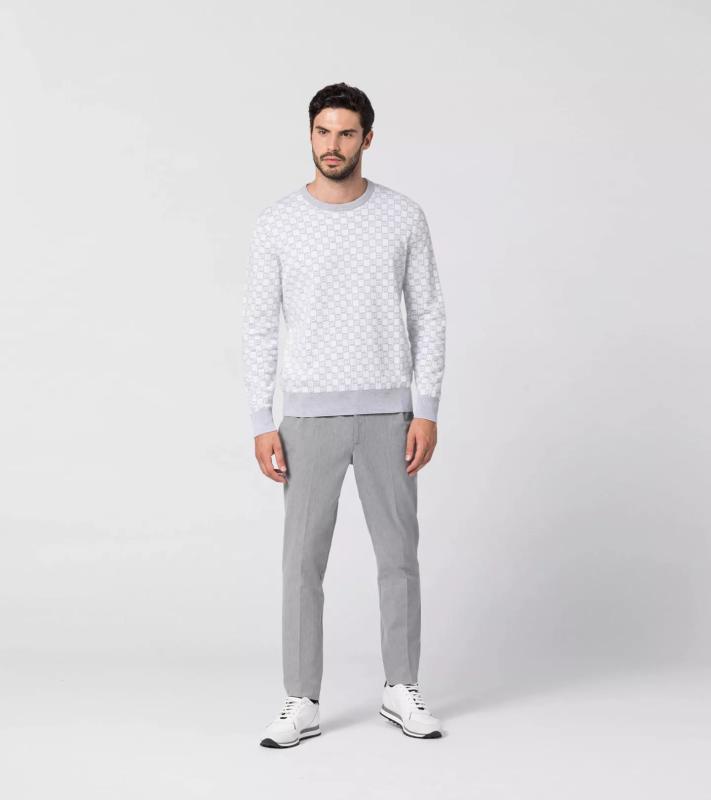 Porsche Design PD-Icon Chequered Sweater kostkovaný svetr šedo bílý
