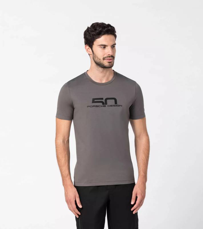 PORSCHE DESIGN 50Y Crew Neck T-Shirt Tričko výročí 50let šedá platinová