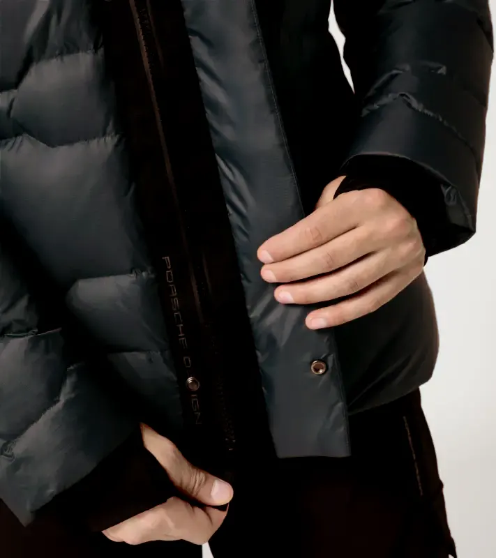 PORSCHE DESIGN Padded Jacket Bunda odlehčená prošívaná s kapucí černá