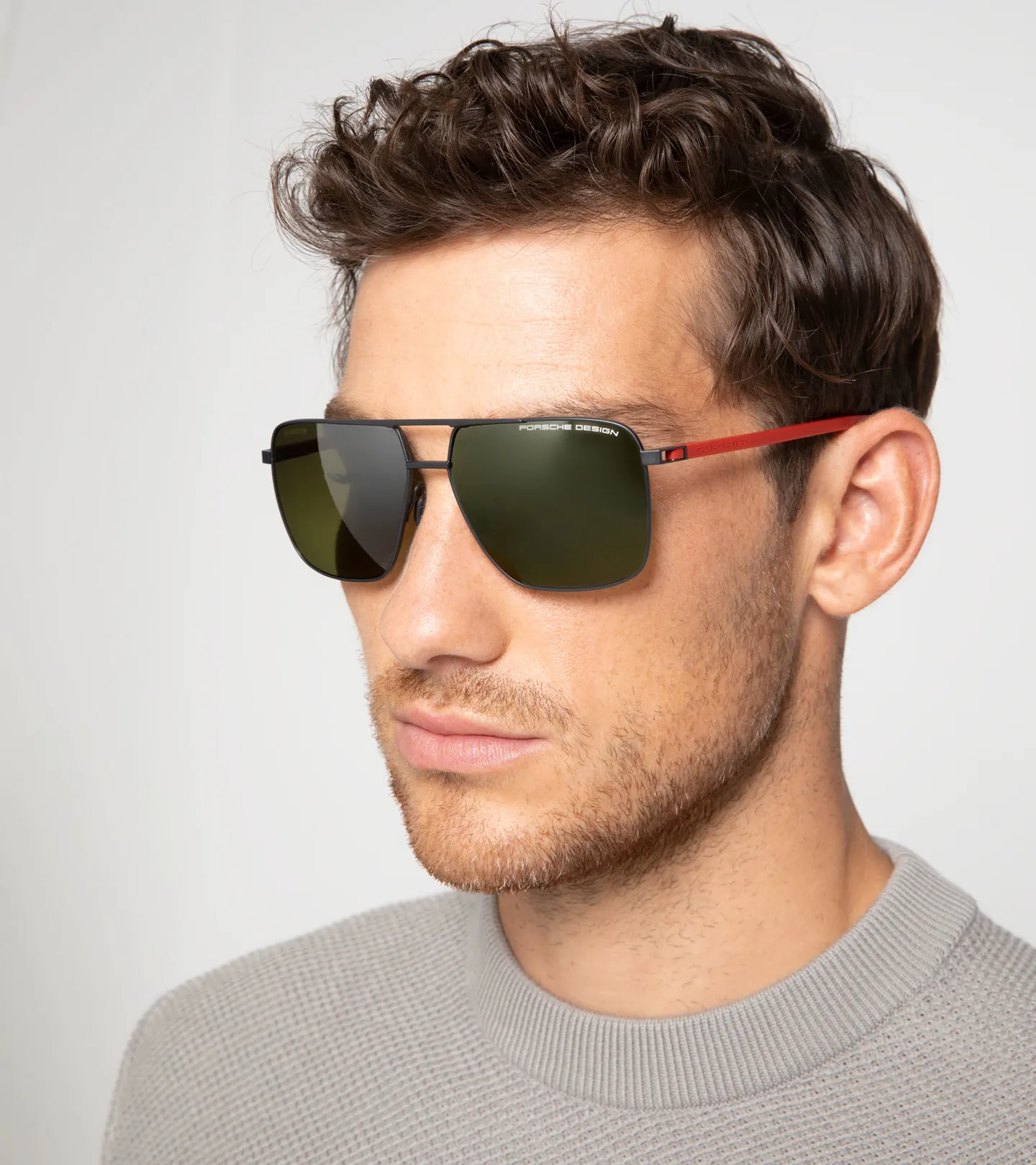 PORSCHE DESIGN Sunglasses P´8963 Sluneční brýle černočervené se zelenými skly polarizované