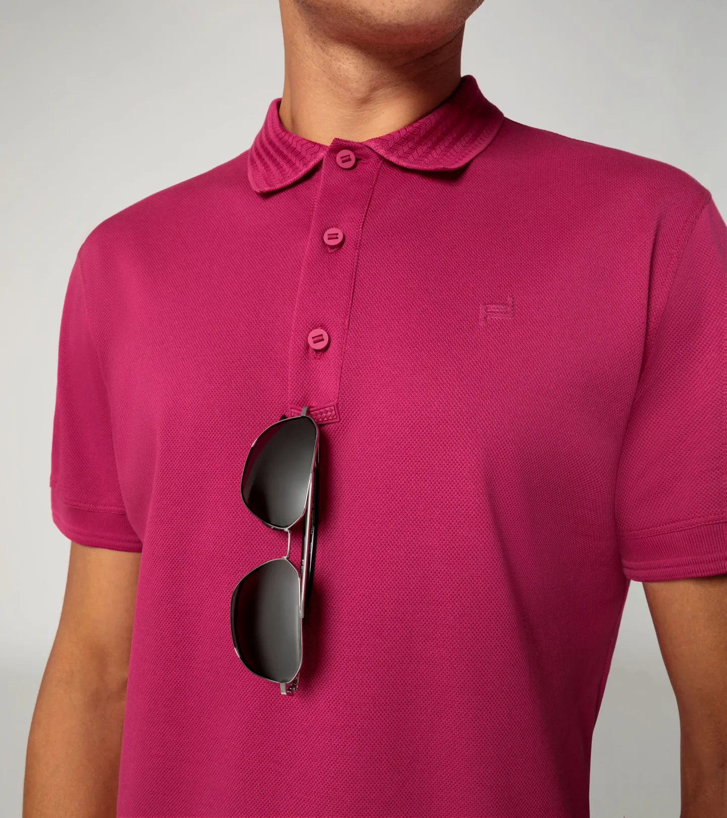 PORSCHE DESIGN TecFlex polo shirt Tričko s límečkem texturou bavlněné purpurová