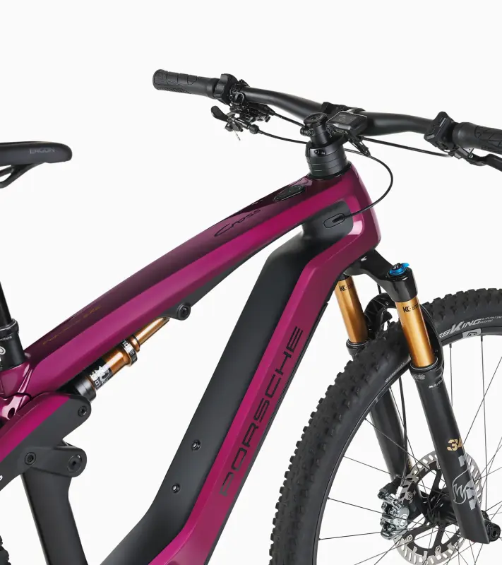 PORSCHE eBike Cross Performance EXC Jízdní horské elektrokolo karbonový rám vínová