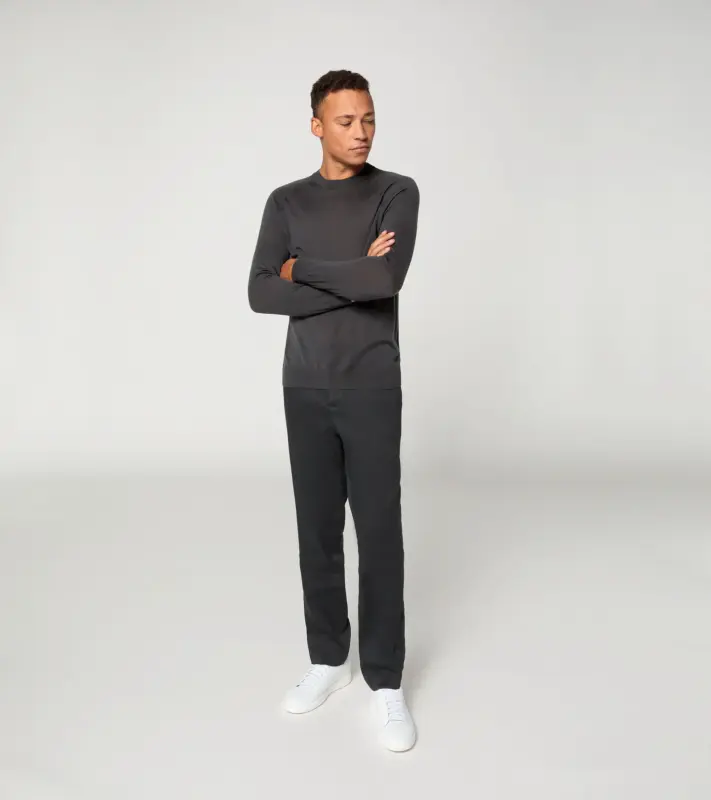 PORSCHE DESIGN Crew neck pullover Svetr pulovr s kulatým výstřihem asfaltově šedá
