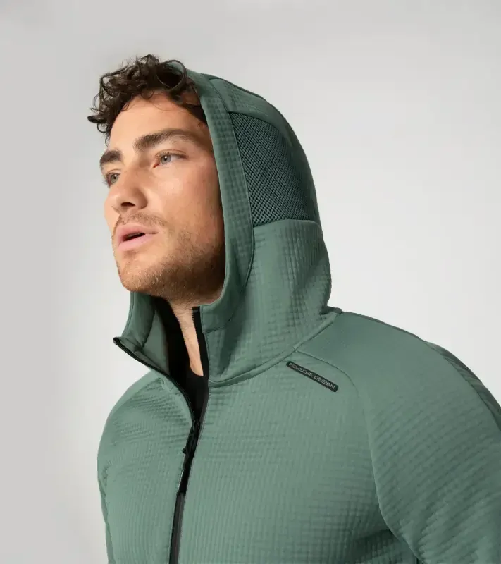 PORSCHE DESIGN Hooded sweat jacket Bunda Mikina pro volný čas na zip s kapucí eukalyptová zelená