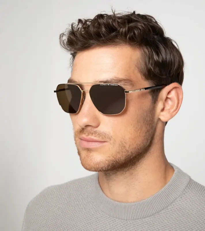 PORSCHE DESIGN Sunglasses P´8967 Sluneční brýle zlatočerné s hnědými skly