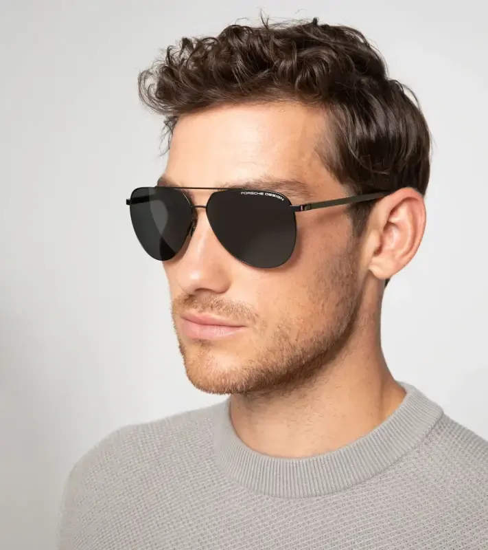 PORSCHE DESIGN Sunglasses P´8968 Sluneční brýle pilotky černoolivové s polarizovanými skly v šedé