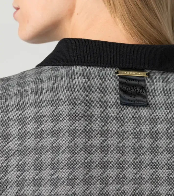 PORSCHE Women's Polo shirt Heritage Polokošile tričko dámské  se vzorem pepito černobílá