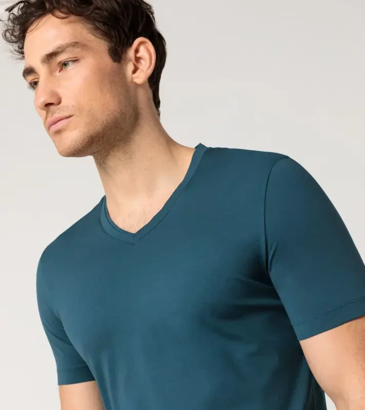 PORSCHE DESIGN V-Neck T-Shirt Tričko s výstřihem do V petrolejově zelená