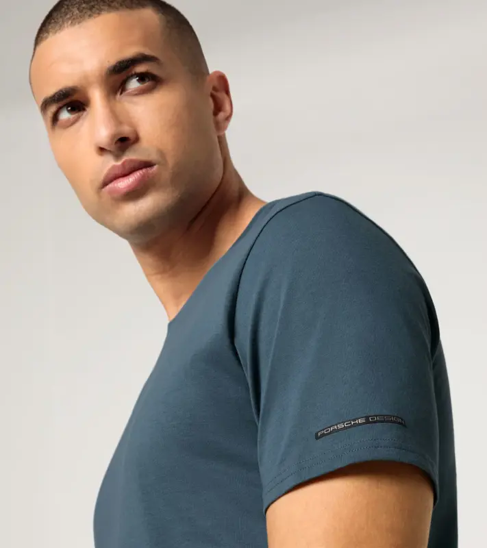 PORSCHE DESIGN Essential T-shirt Tričko sportovní s kulatým výstřihem a logem petrolejově zelenomodrá