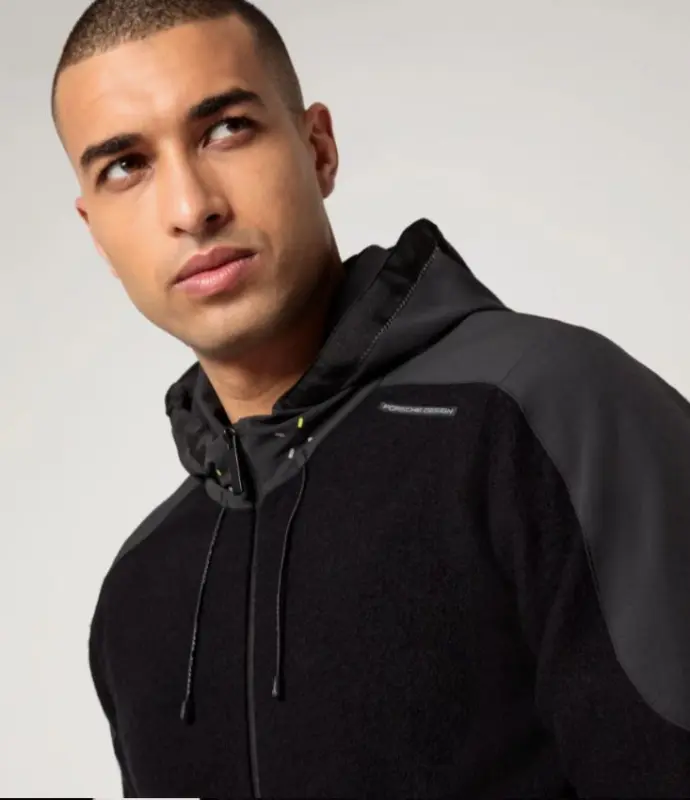 PORSCHE DESIGN Wool Mix Jacket Bunda sportovní s kapucí z merina černá