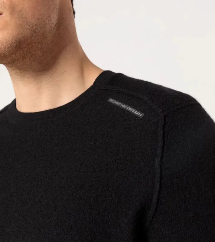 PORSCHE DESIGN Wool Crew Neck Sweater Svetr ke krku z merina s logem černá