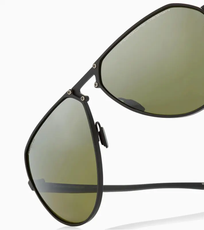 PORSCHE DESIGN Sunglasses P´8938 Hexagon Sluneční brýle černé se skly v barvě olivové polarizované