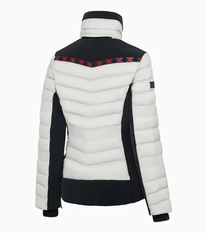PORSCHE HEAD Women's Ski Jacket Turbo No. 1 Bunda lyžařská dámská s odnímatelnou kapucí alpská bílá s kostkovanými motivy