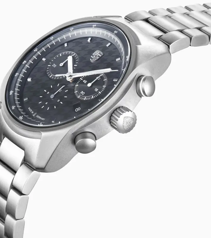 PORSCHE Chronograph Pepita Hodinky náramkové pánské stříbrná nerezová kombinace