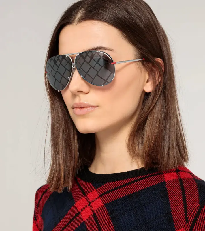 PORSCHE DESIGN Sunglasses P´8478 Turbo No.1 Sluneční brýle s výměnnými skly šedé kárované nebo se skly v tmavší šedé