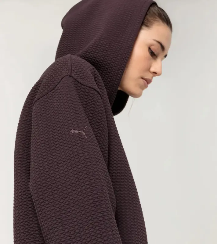 PORSCHE Women's Textured Hoodie Yoga Capsule Collection Mikina dámská fitness yoga ostružinová