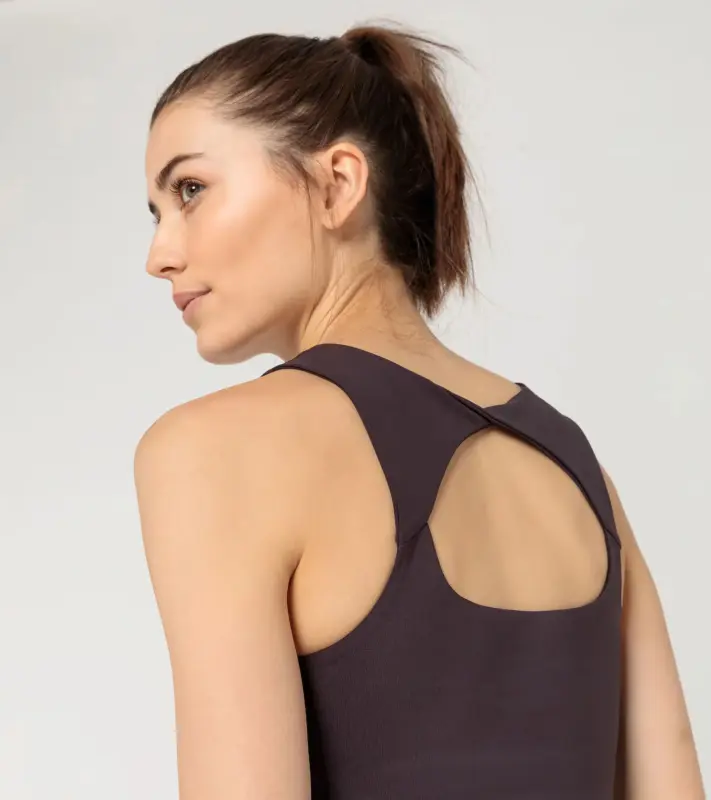 PORSCHE Women's Crop Tank Top Yoga Capsule Collection Tílko dámské krátké volnočasové fitness yoga ostružinová